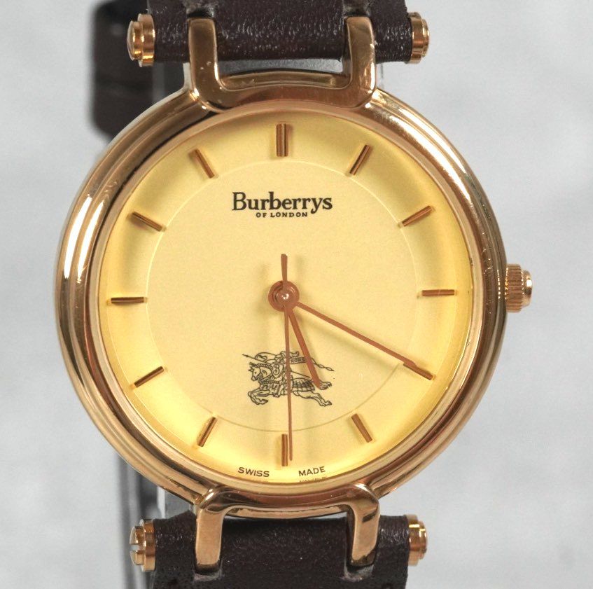 稼動品　Burberry バーバリーズ　ゴールド　アンティーク　デイト付き腕時計 稼働品】Burberrys バーバリー 腕時計 wacth スイス製 vintage