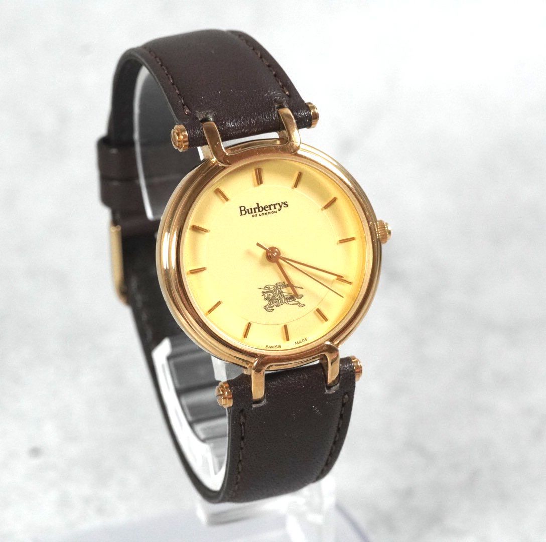 稼働品 Burberrys バーバリー 腕時計 wacth スイス製 ヴィンテージ antique アンティーク 旧ロゴ ホースロゴ ゴールド クォーツ レディース メンズ ユニセックス レトロ