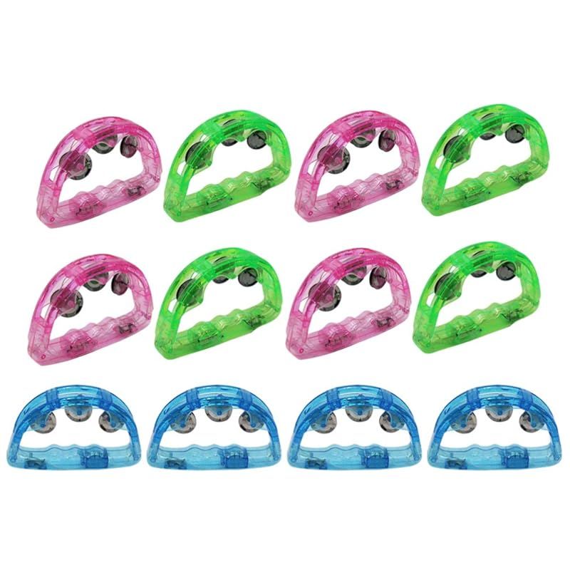 iplusmile 光る タンバリン 光るEDタンバリン 楽器 おもちゃ 応援 カラオケ パーティーグッズ 打楽器 12 pcs ランダムカラー 0