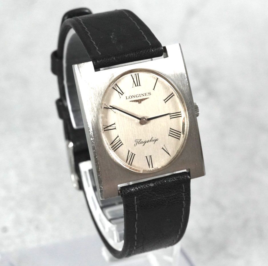 デザイン LONGINES ロンジン Flagship フラッグシップ スクエア レクタンギュラー ヴィンテージ VINTAGE 手巻き メンズ 腕時計 ローマ数字 アンティーク antique men s wacth 稼働品 ホワイト