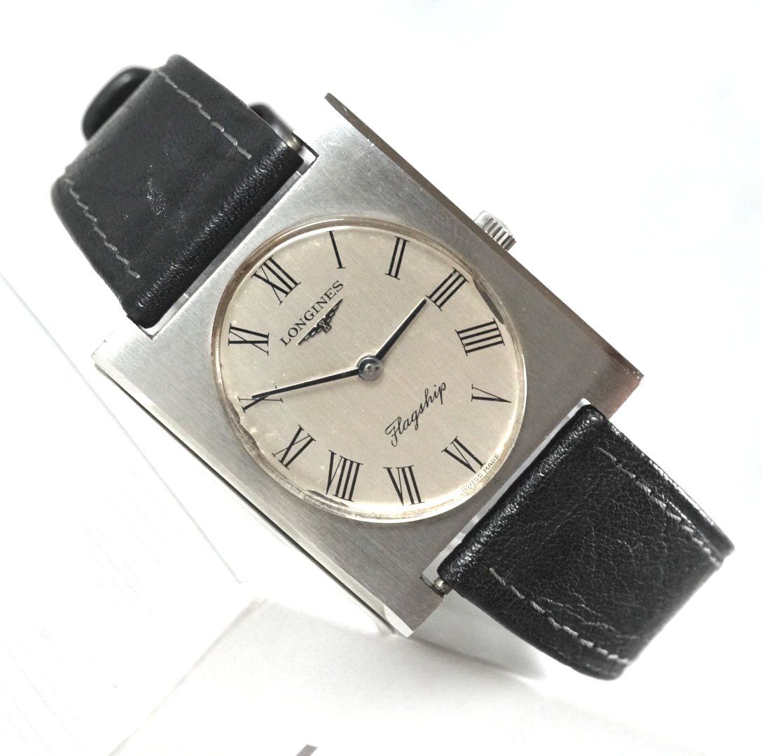 デザイン LONGINES ロンジン Flagship フラッグシップ スクエア レクタンギュラー ヴィンテージ VINTAGE 手巻き メンズ 腕時計 ローマ数字 アンティーク antique men s wacth 稼働品 ホワイト