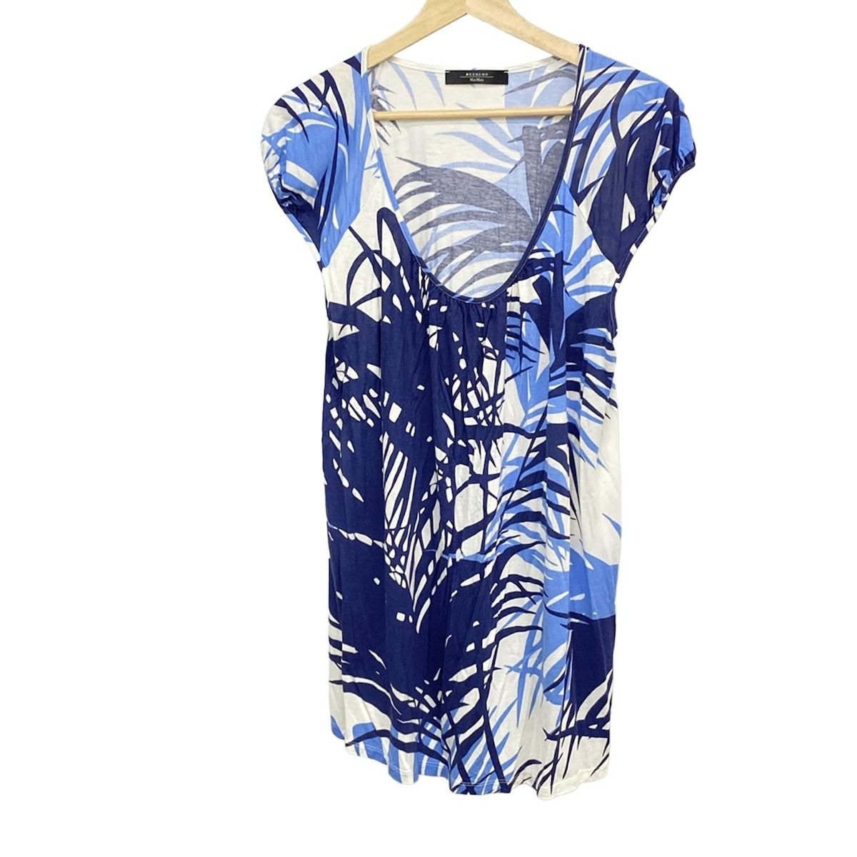 マックスマーラウィークエンド チュニック サイズXL レディース - ネイビー×ブルー×白 クルーネック フレンチスリーブ