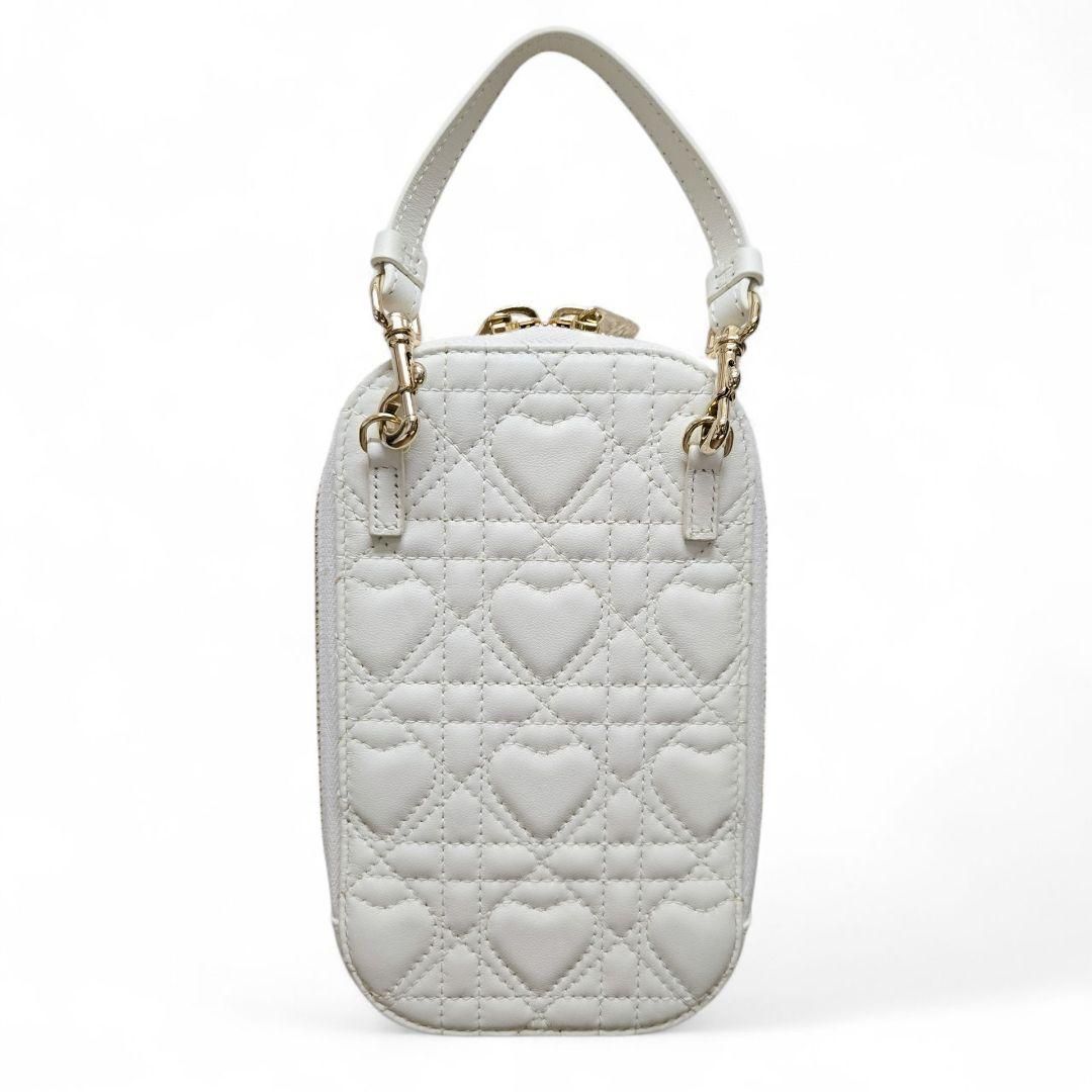 品 Dior フォンホルダー ラムスキン ショルダーバッグ ホワイト ハート チェーンショルダーバッグ スマホショルダーバッグ ハンドバッグ DECORATOM_COM_BR