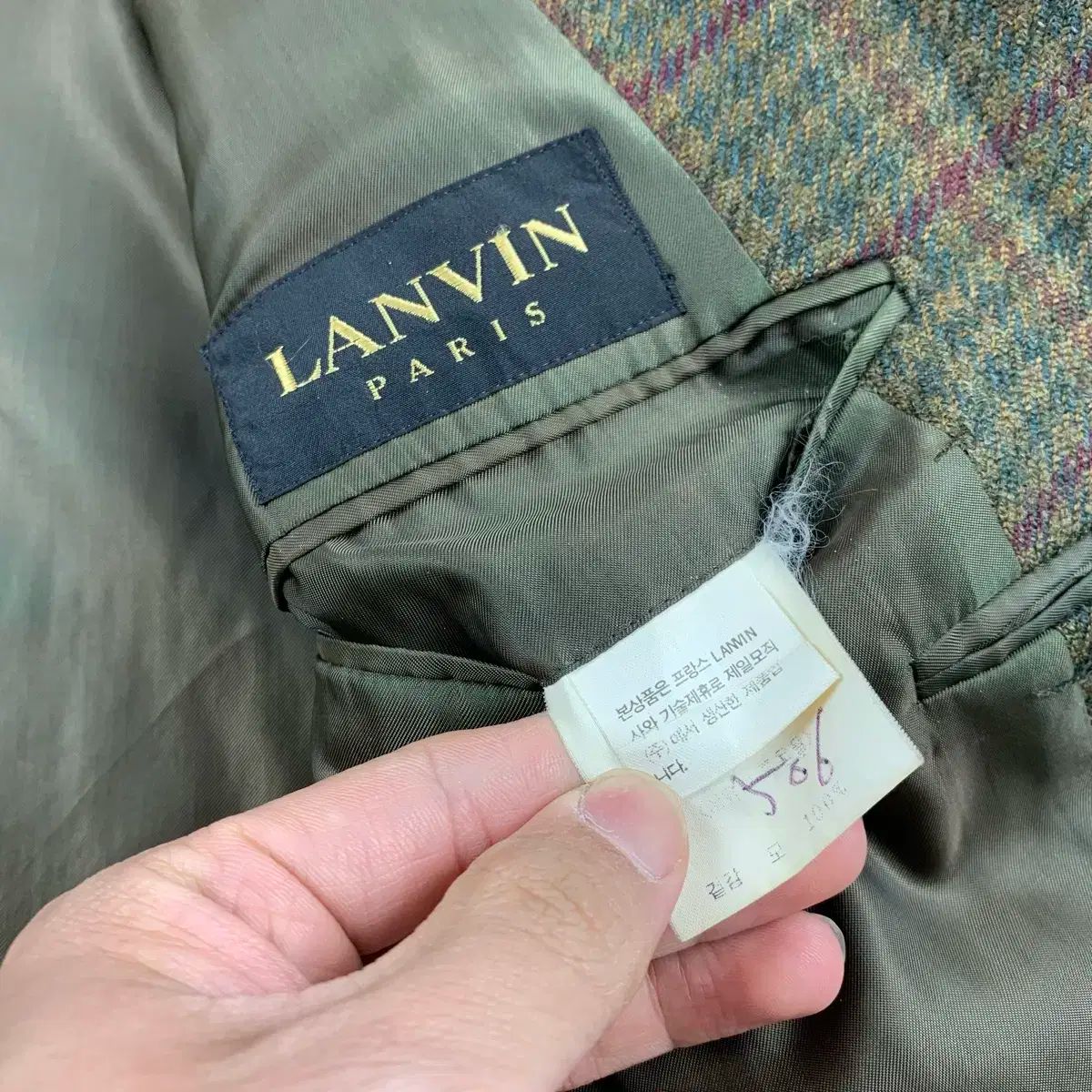 90s ヴィンテージ LANVIN グレンチェック ウール ブレーザー KANDAIZUMI_COM
