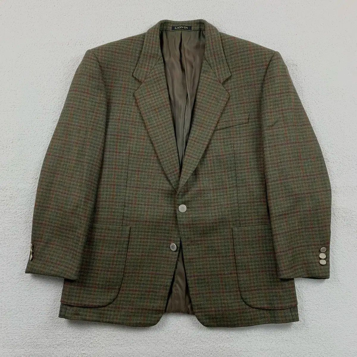 90s ヴィンテージ LANVIN グレンチェック ウール ブレーザー