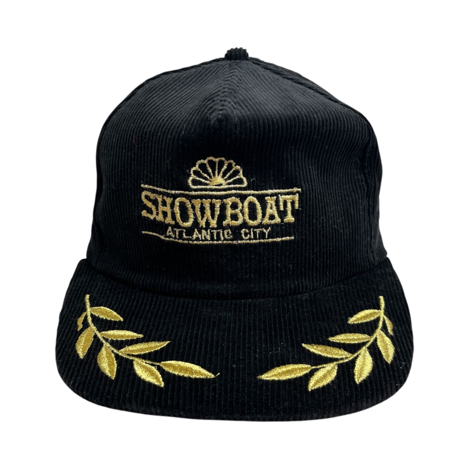 キャップ 帽子 SHOWBOAT ATLANTIC CITY ショーボートアトランティックシティ コーデュロイキャップ アポロキャップ 刺繍ロゴ ブラック 黒