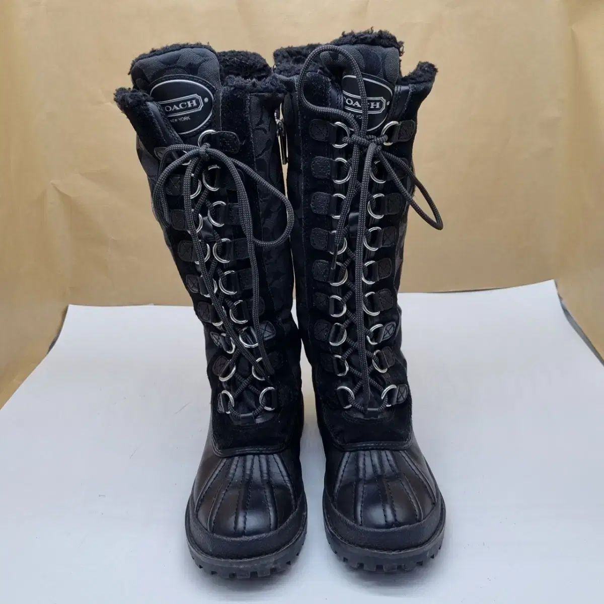 COACH レースアップ レディース ファーブーツ 225