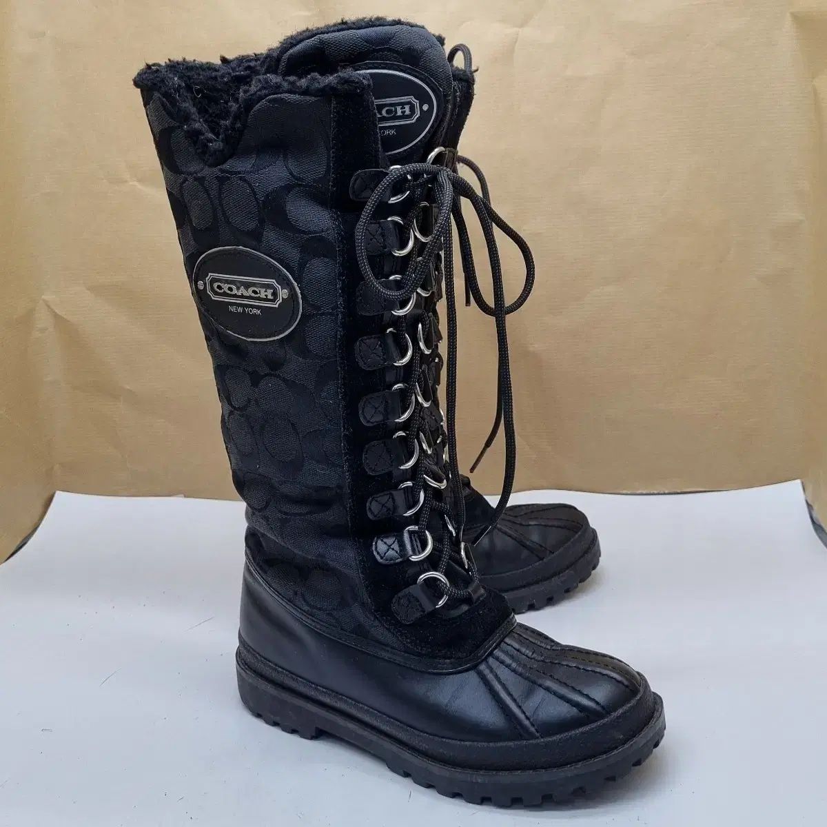 COACH レースアップ レディース ファーブーツ 225