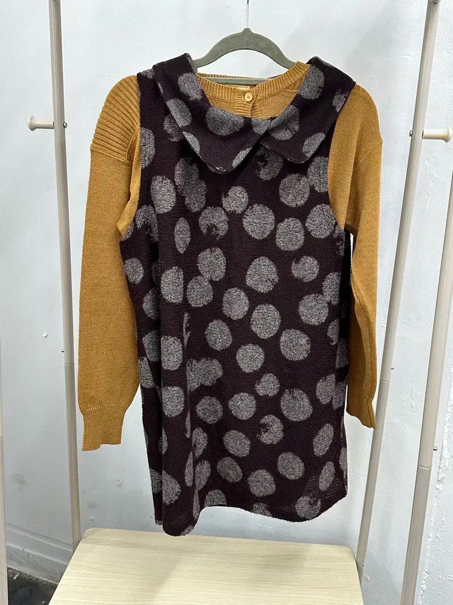 日本 ヴィンテージ なな 八卦 ドット ニットベスト グランジ ヒッピー タッセル ロング丈スカート コーディネートセット GULLKHAN_COM