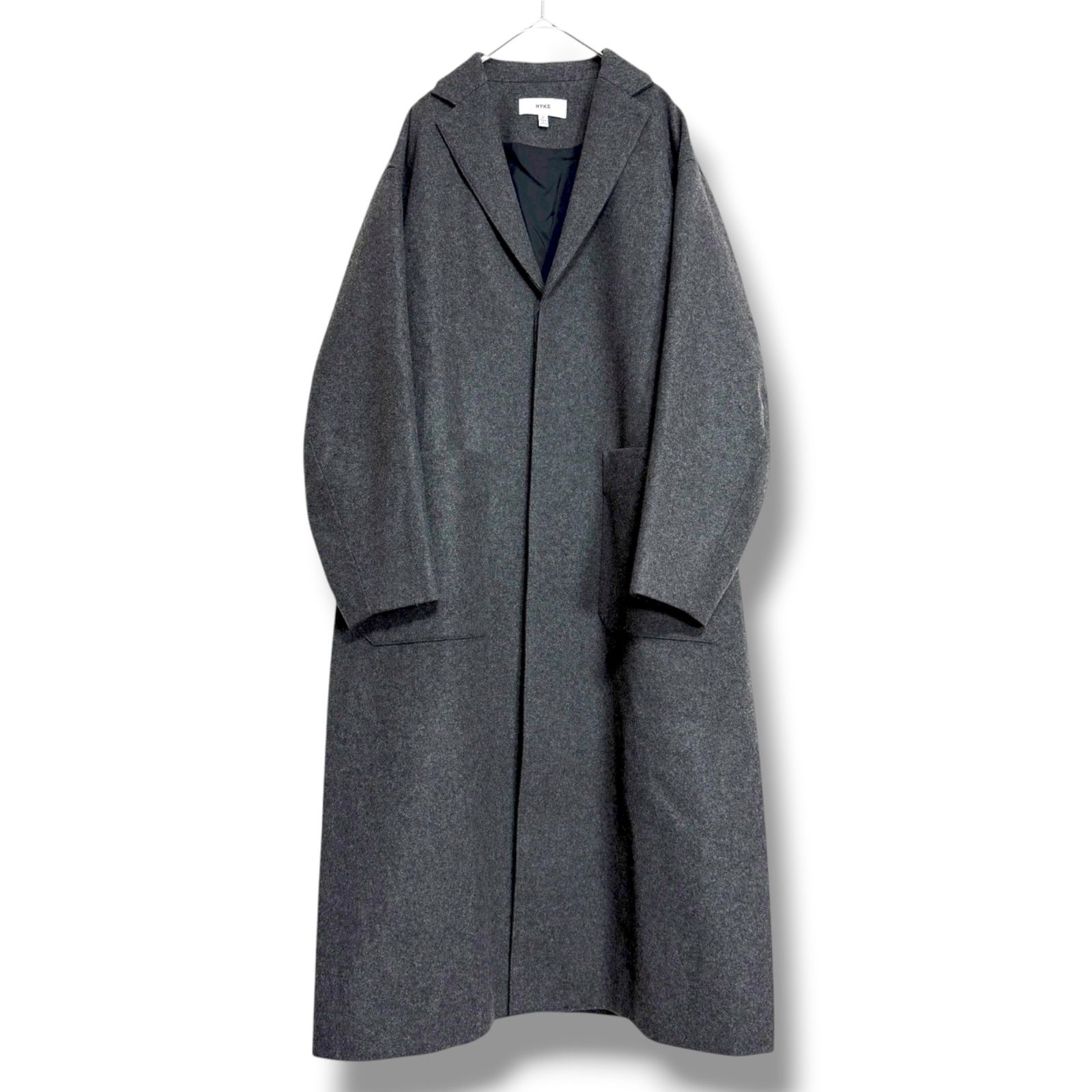 極美品★HYKE★WOOL SHOP COAT★近年モデル★オーバーサイズ 美品 HYKE ウールショップコート WOOL SHOP COAT グレー オーバー
