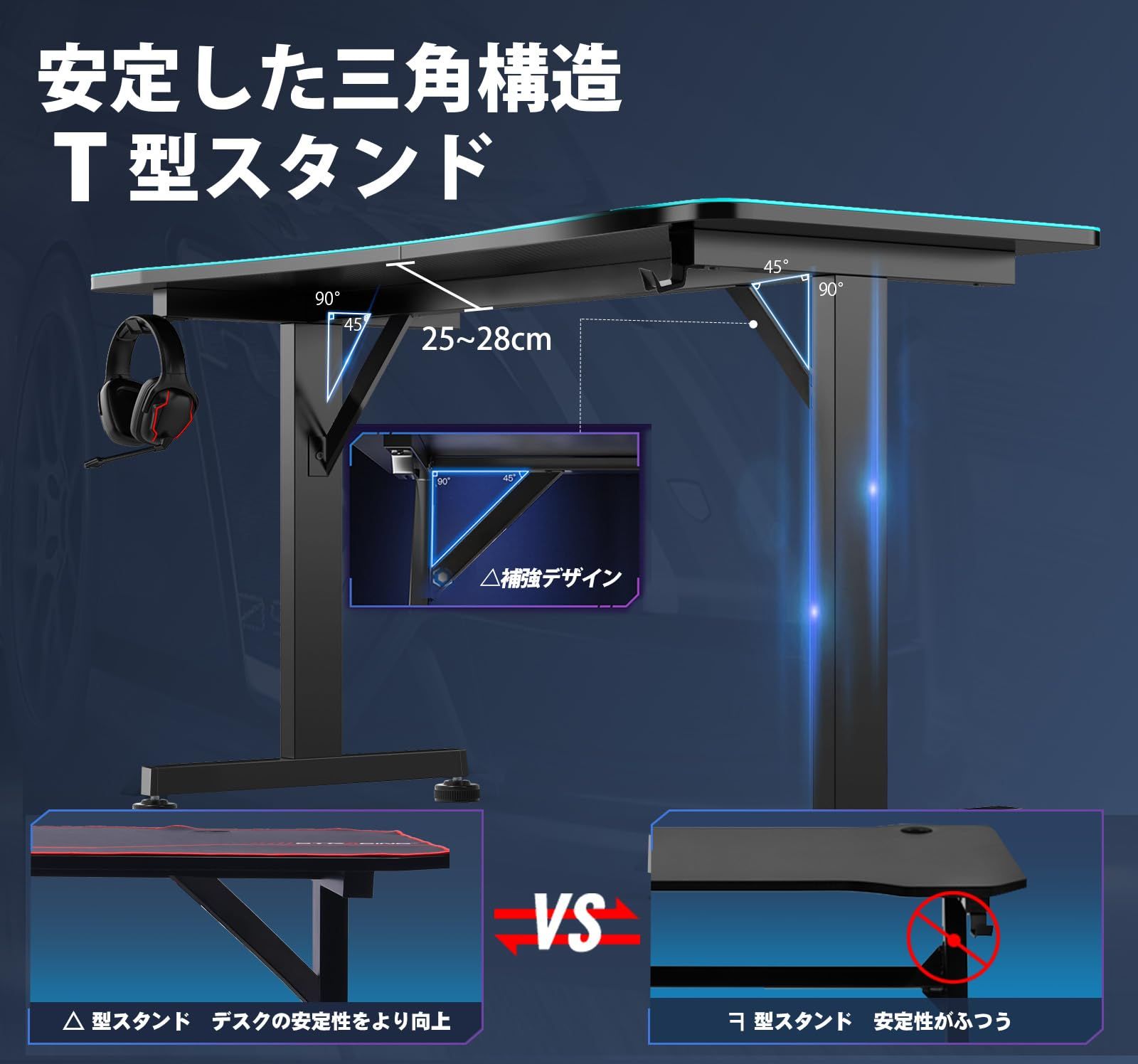GTRACING ゲーミングデスク パソコンデスク 3年期間 デスクマット付き 炭素繊維天板 モニターアーム対応 頑丈なフレーム安定 組立簡単 机 オフィスワークテーブル pcデスク ゲームテーブル 作業机 幅140cm×奥行60cm 耐荷重100kg MARWIL-DEMENAGEMENTS_CH