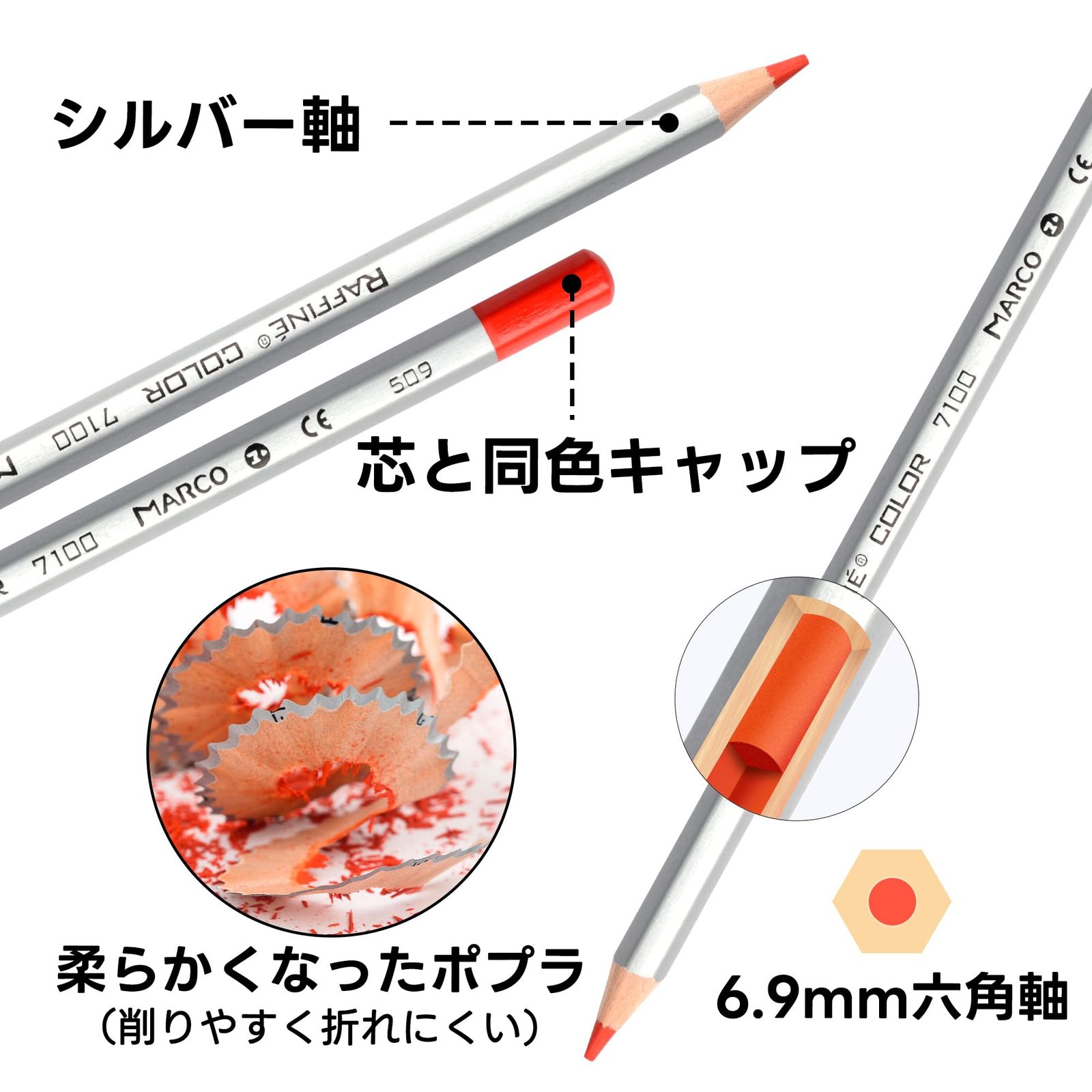 新品 Marco 油性色鉛筆 36色 初心者 いろえんぴつ 木製 ６角軸 スケッチ色鉛筆 イラスト落書き 手帳 ノード デザイン、入門者、絵画愛好家、芸術業者 鉄の箱詰め プチギフト7100油性-36色