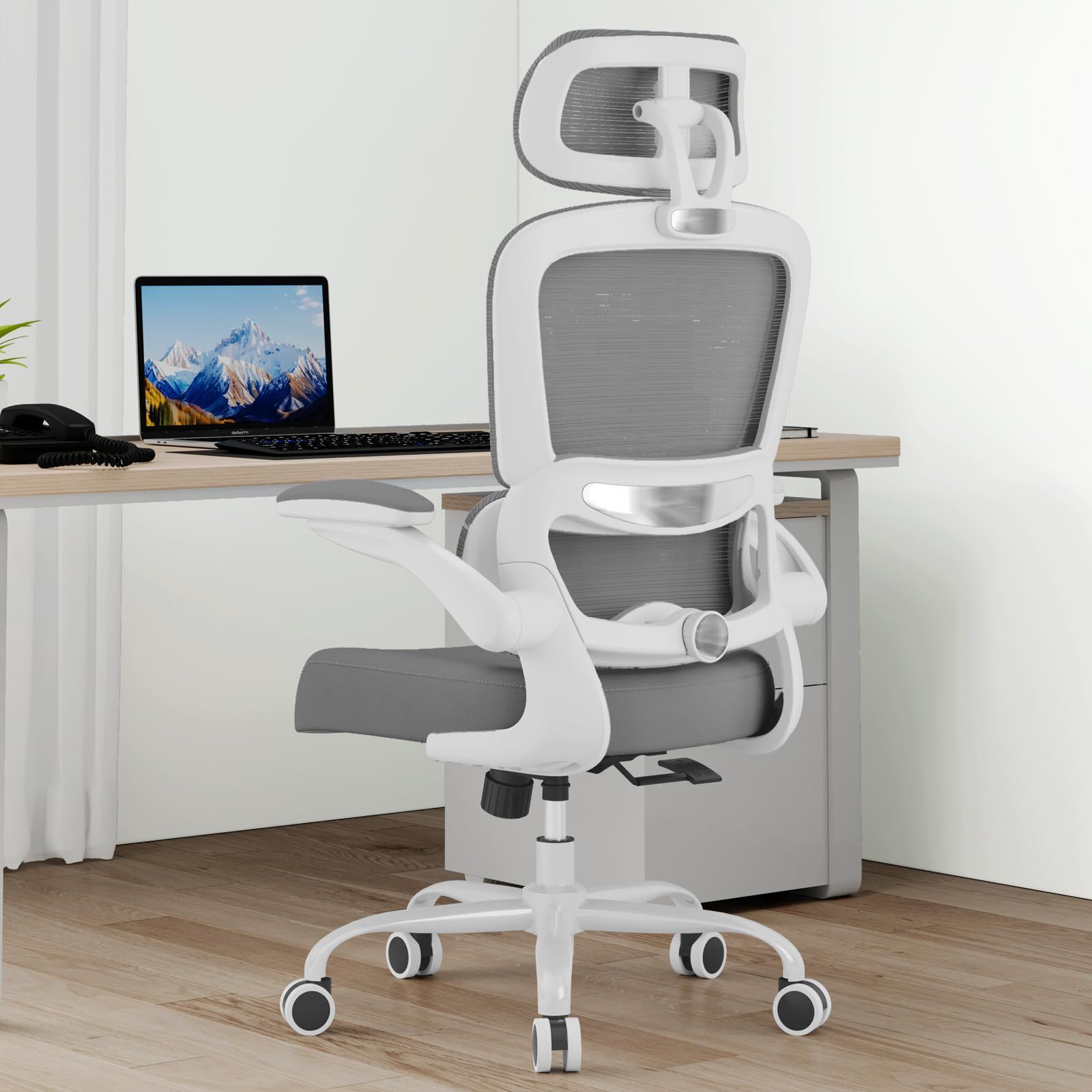 TRALT オフィスチェア - 椅子 デスクチェア イス チェア いす - Chair 可動式ランバーサポート 跳ね上げ式アームレスト 通気性メッシュ ゲーミングチェア 腰痛対策 勉強椅子 3Dヘッドレスト パソコンチェア Office Chair ワー