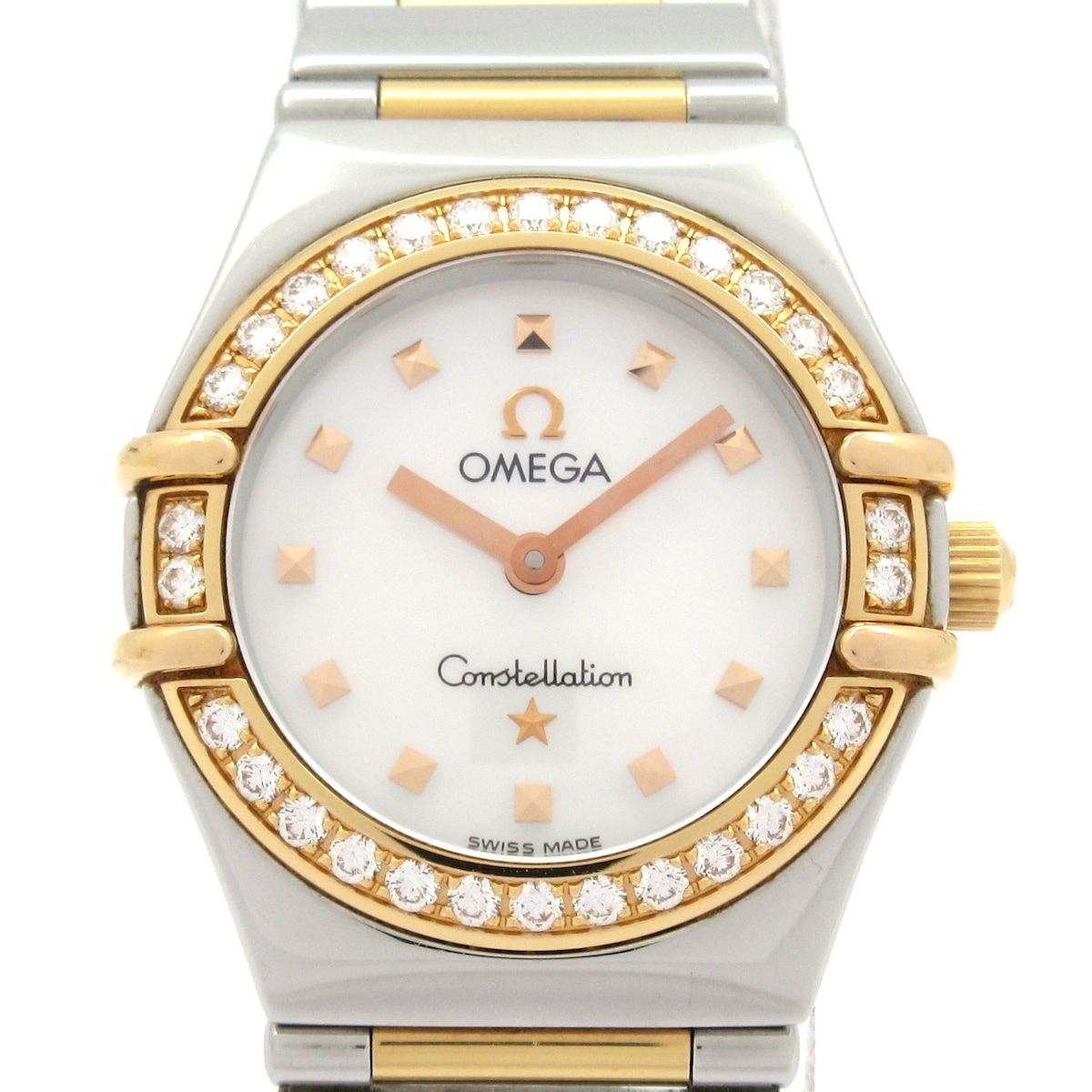 OMEGA オメガ 腕時計 コンステレーション マイチョイス 1365.71 レディース SS×K18YG シェル文字盤 ダイヤベゼル ホワイトシェル