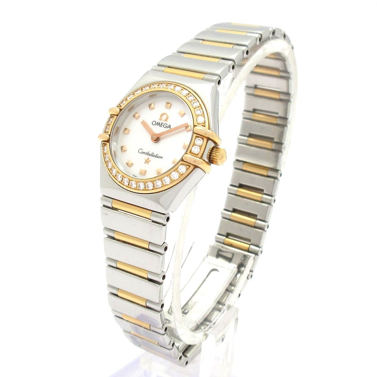 OMEGA オメガ 腕時計 コンステレーション マイチョイス 1365.71 レディース SS×K18YG シェル文字盤 ダイヤベゼル ホワイトシェル
