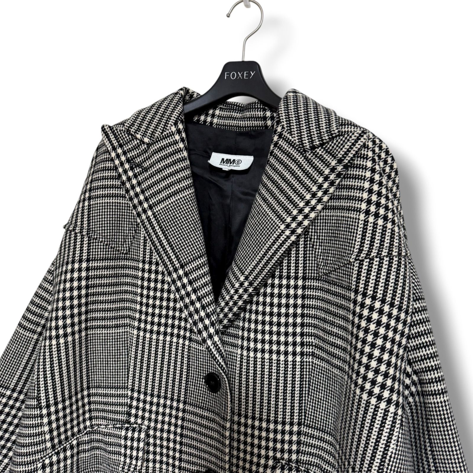 新品同様 MM6 Maison Margiela ウール グレンチェック柄 オーバー