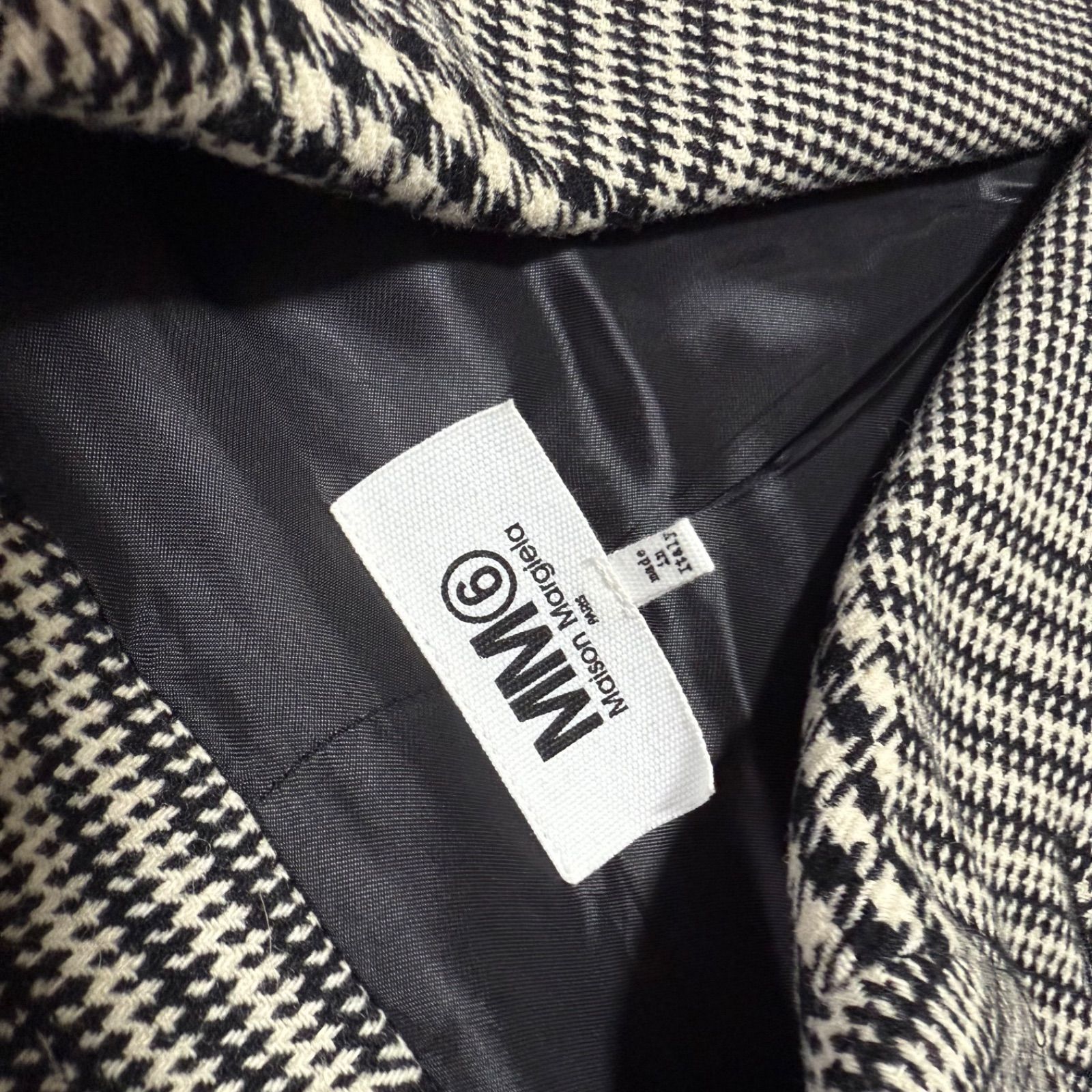 新品同様 MM6 Maison Margiela ウール グレンチェック柄 オーバー