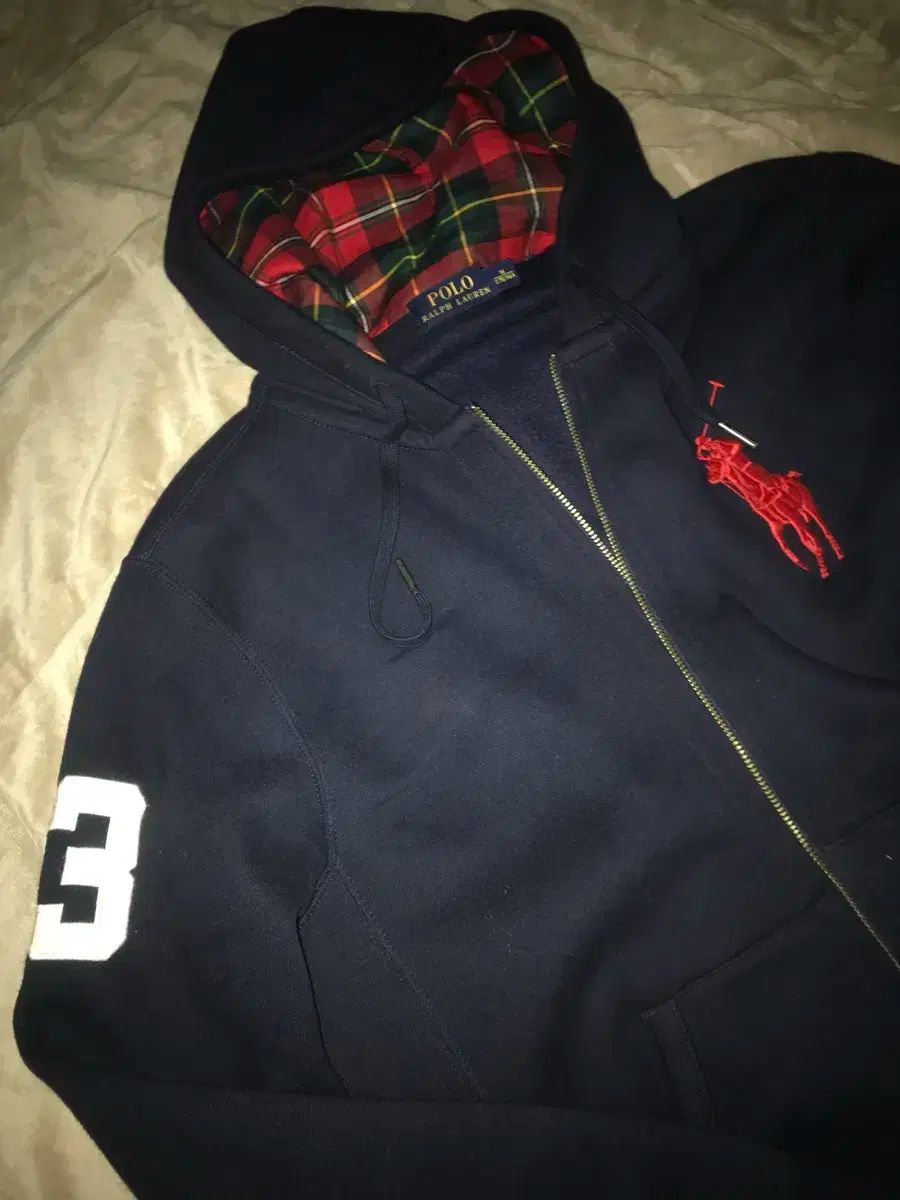 ポロ ビックポニー フードジップアップ ネイビー M _状態