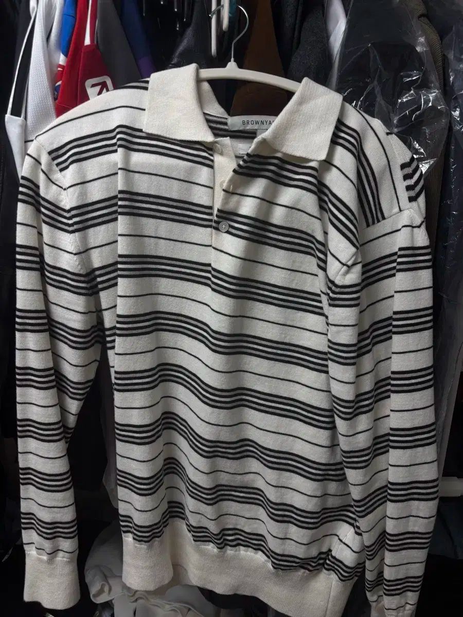 ブラウンヤード ストライプ ポロ 白 3