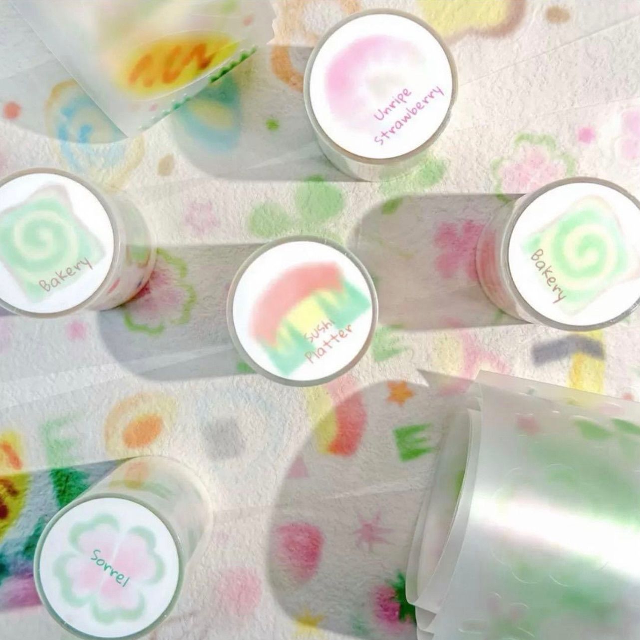 雾面PET 6cm×3.5m 微微甜2.0 海外マスキングテープ 海外マステ 4巻