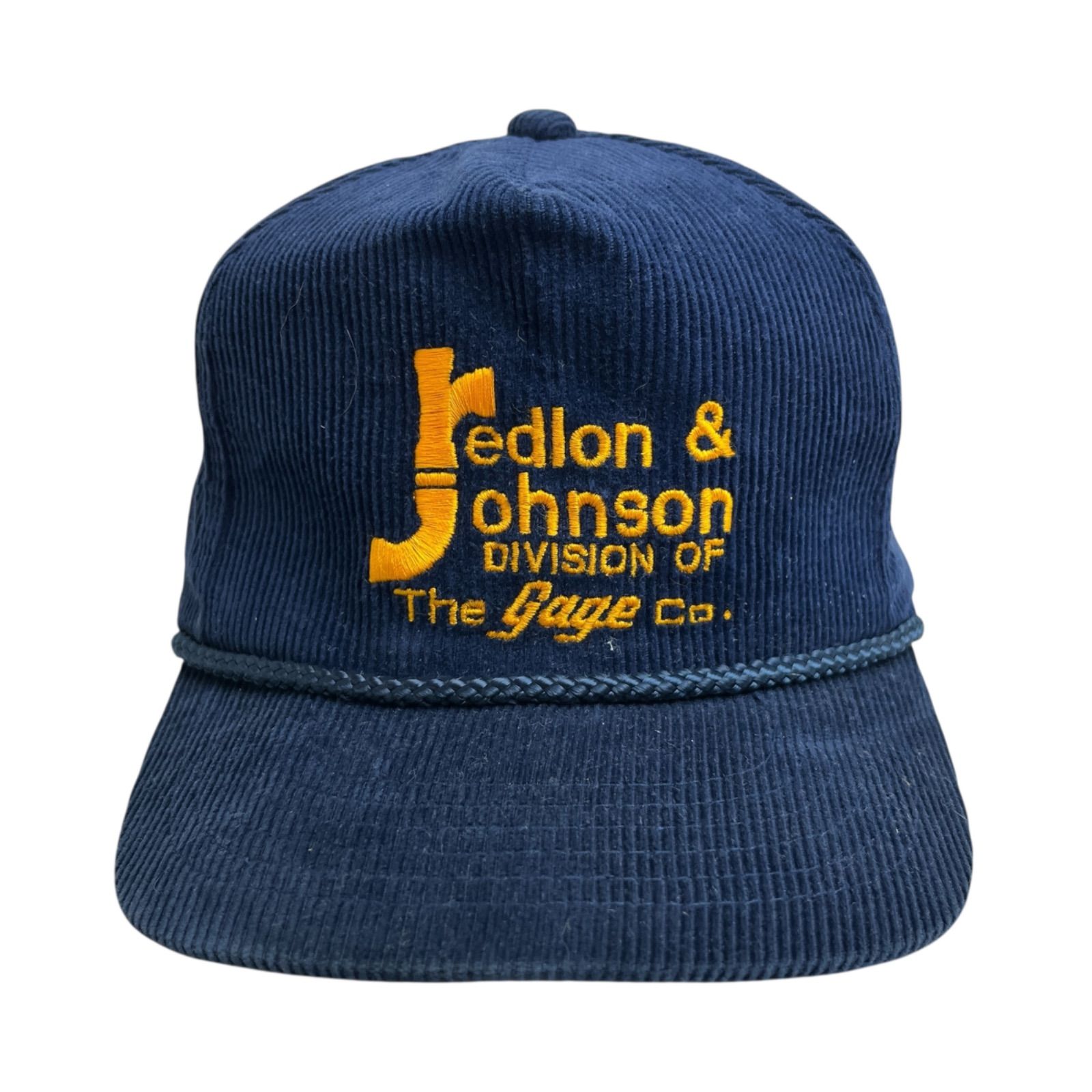 キャップ 帽子 redlon - johnson レッドロンアンドジョンソン コーデュロイキャップ ビンテージキャップ 刺繍ロゴ 企業物 企業ロゴ ネイビー 紺色 イエロー 黄色