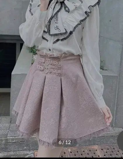 ROJITA レース ボンディング ハート リング ベルト スカート ピンク