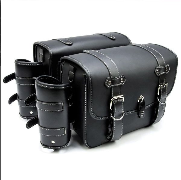 大容量 33L サイドバッグ カスタム 高品質PU素材使用 収納力抜群 ドリンクバッグ付きセット 黒色