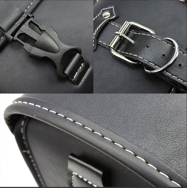 大容量 33 L サイドバッグ カスタム 高品質PU素材使用 収納力抜群 ドリンクバッグ付きセット 黒色