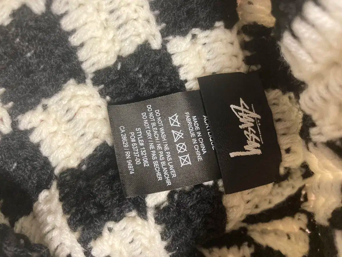  STUSSY ステューシー クロシェ チェッカー ビーニー ウール 帽子 ヘッドバンド ブラック まとめ ニット帽 ビーニー 帽子