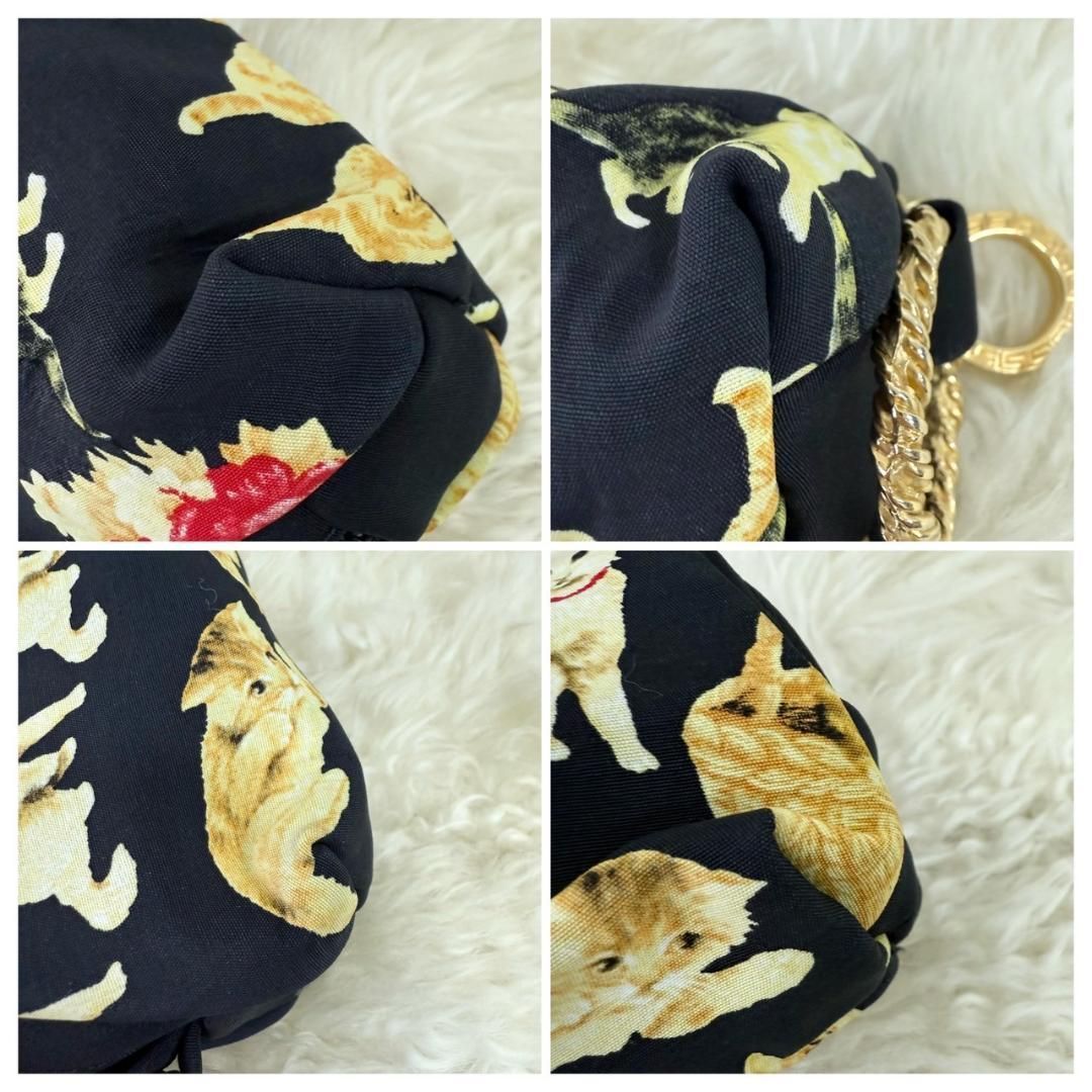 人気満点商品再入荷！ 超 VERSACE ヴェルサーチ キャット ポーチ 猫 ゴールド金具 30日間返品交換可能！