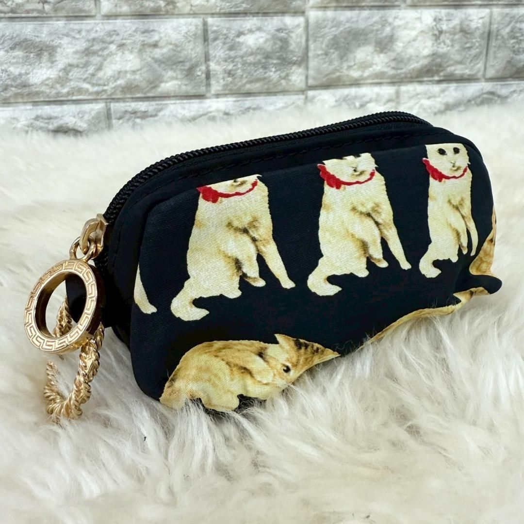 超 VERSACE ヴェルサーチ キャット ポーチ 猫 ゴールド金具