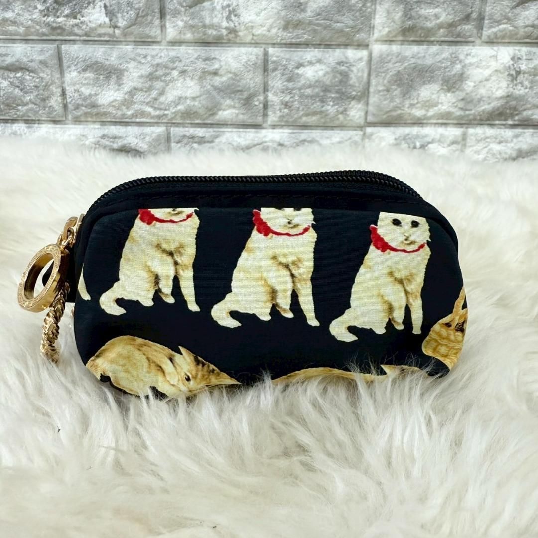 超 VERSACE ヴェルサーチ キャット ポーチ 猫 ゴールド金具