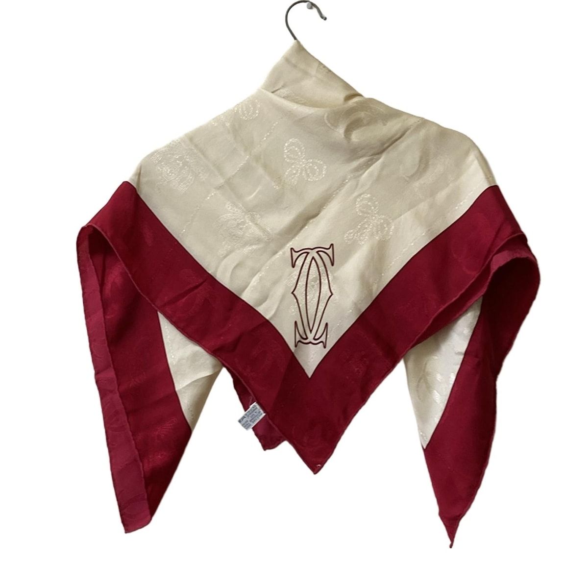 Cartier カルティエ スカーフ - レッド×アイボリー シルク