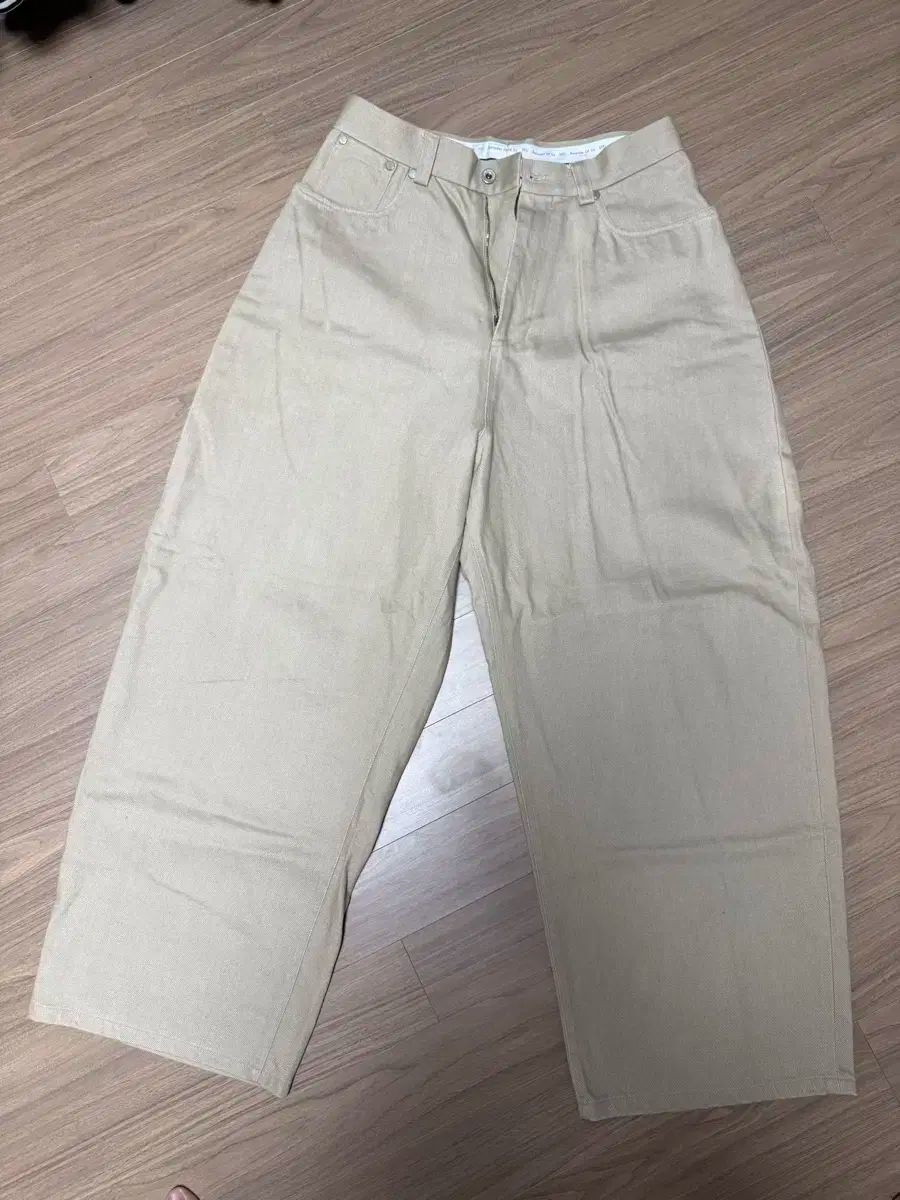 STUオフィス ワイド コットン パンツ M ベージュ