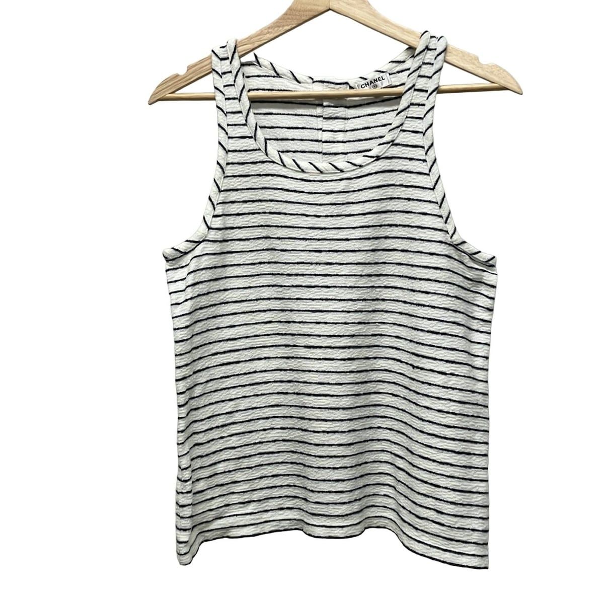 CHANEL シャネル タンクトップ サイズ38 M レディース - P55589 白 夏物 ボーダー柄