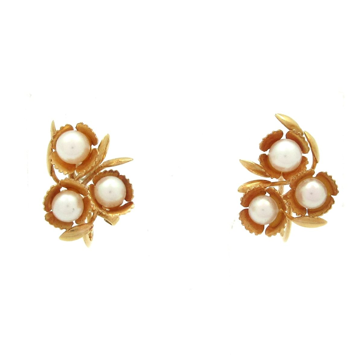 Unbranded ノーブランド イヤリング K 18 YG×白 総重量 2.6 g