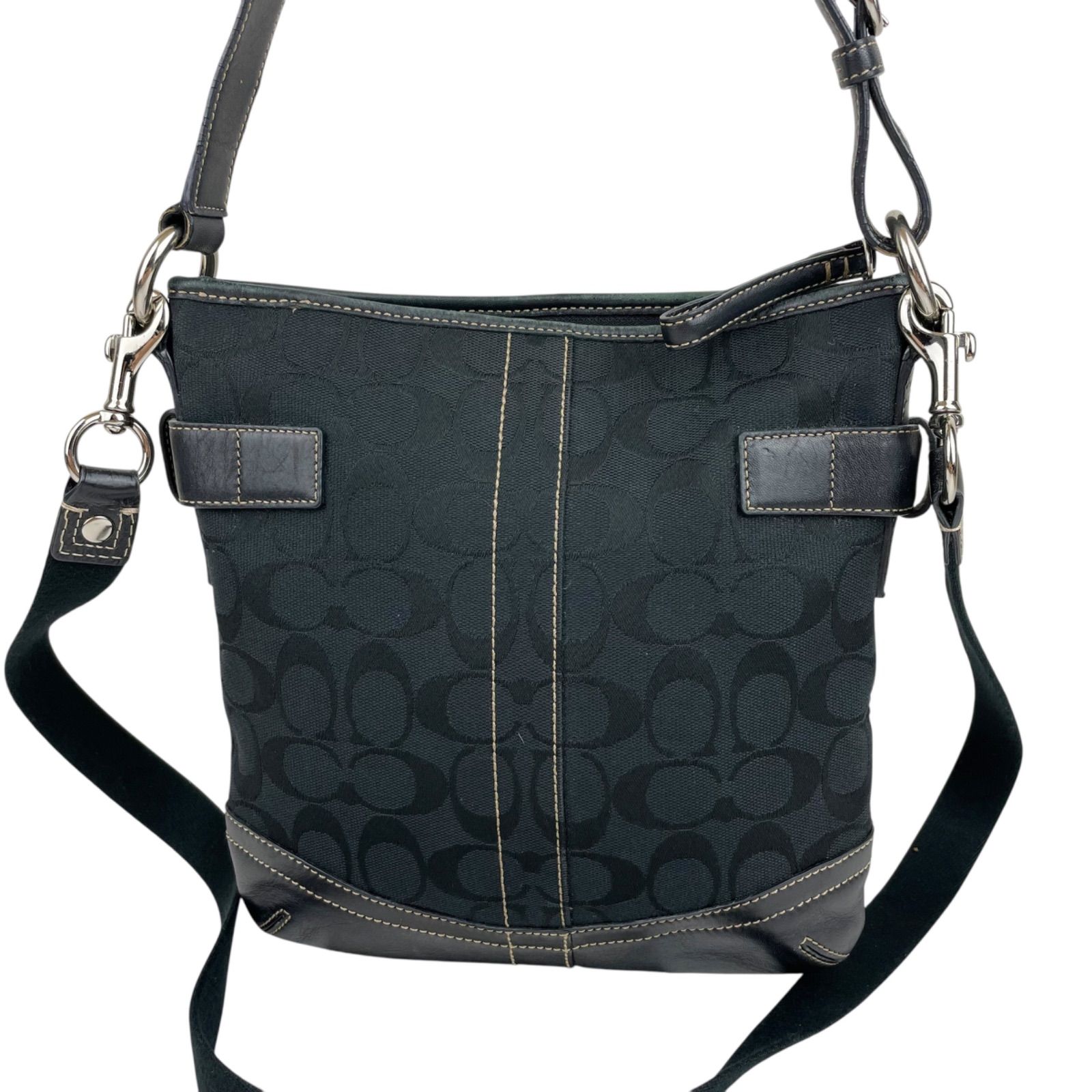 COACH コーチ ワンショルダーバッグ スリム ダッフル ベルト 黒 3577 ハンドバッグ トートバッグ 手提げ 肩掛け 斜め掛け キャンバス レザー レディース メンズ シグネチャー