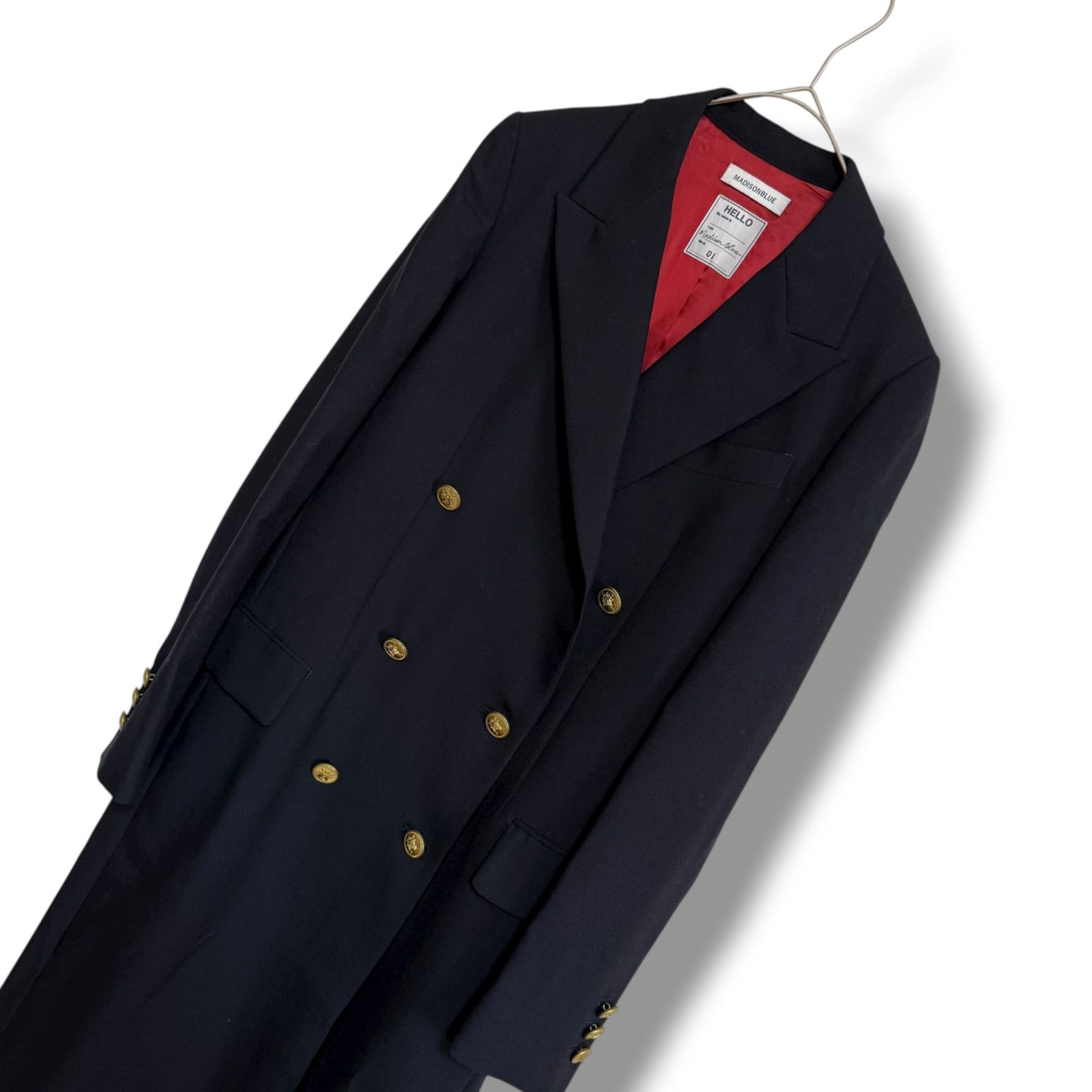 極美品 MADISON BLUE ダブルブレスト ロングコート 金ボタン ネイビー