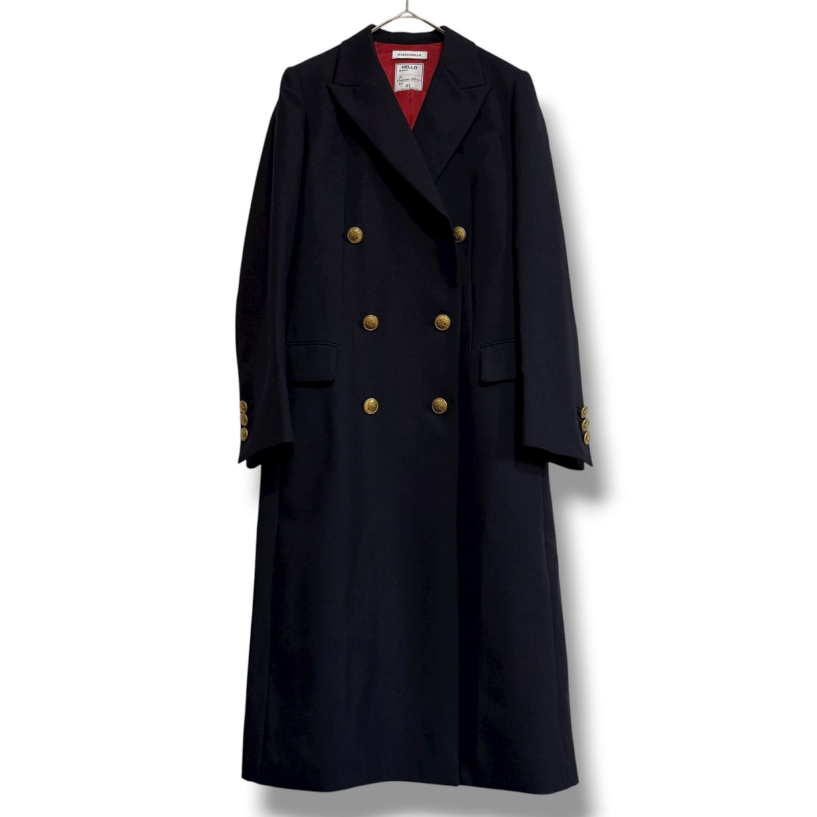 極美品 MADISON BLUE ダブルブレスト ロングコート 金ボタン ネイビー