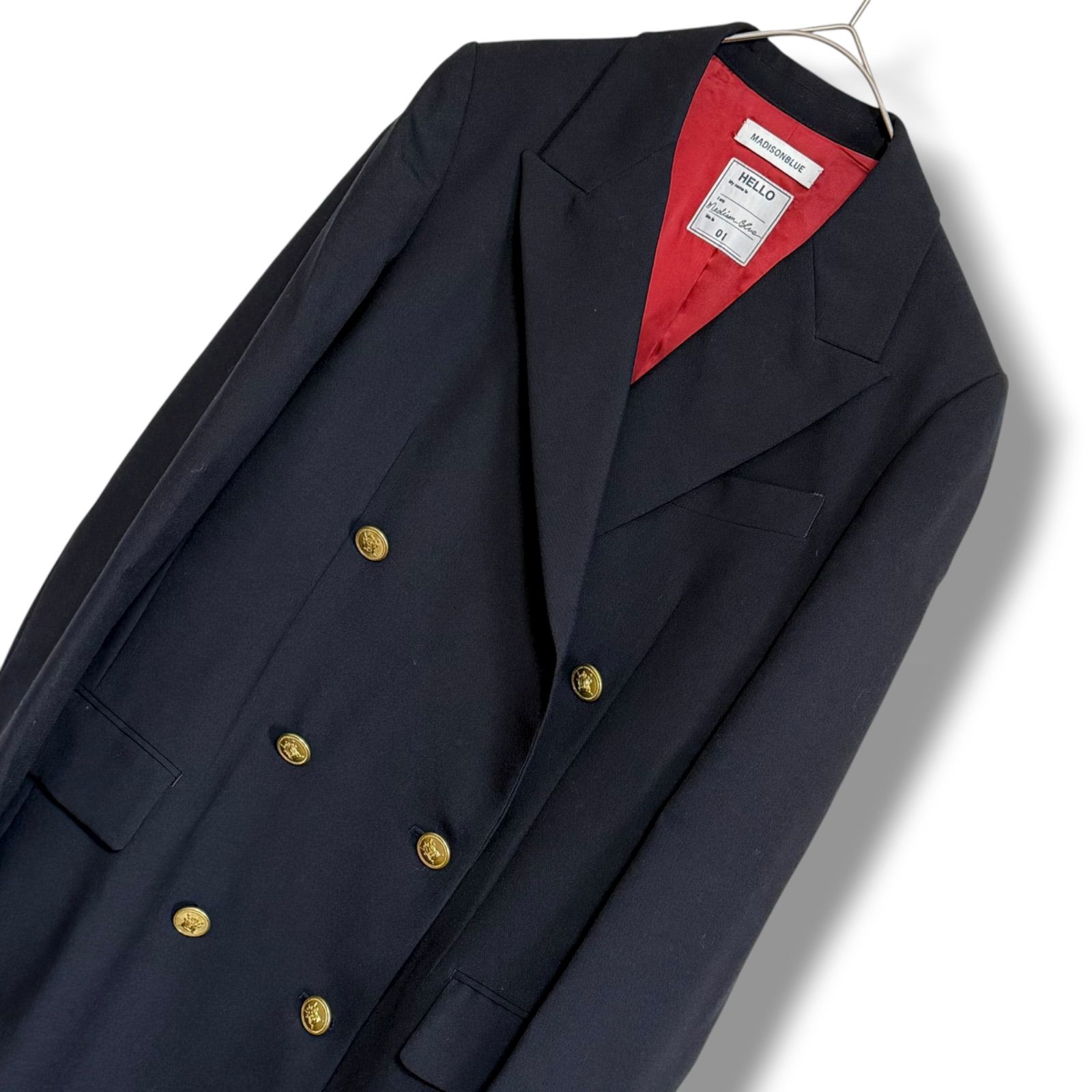 美品★MADISON BLUE★ツイード*ゴールド釦★ノーカラーロングコート★ 美品☆MADISON BLUE☆ツイード*ゴールド釦☆ノーカラーロングコート☆