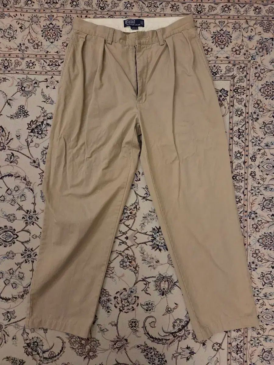 ポロラルフローレン ベージュ ワイド チノパンツ 32 コットン パンツ