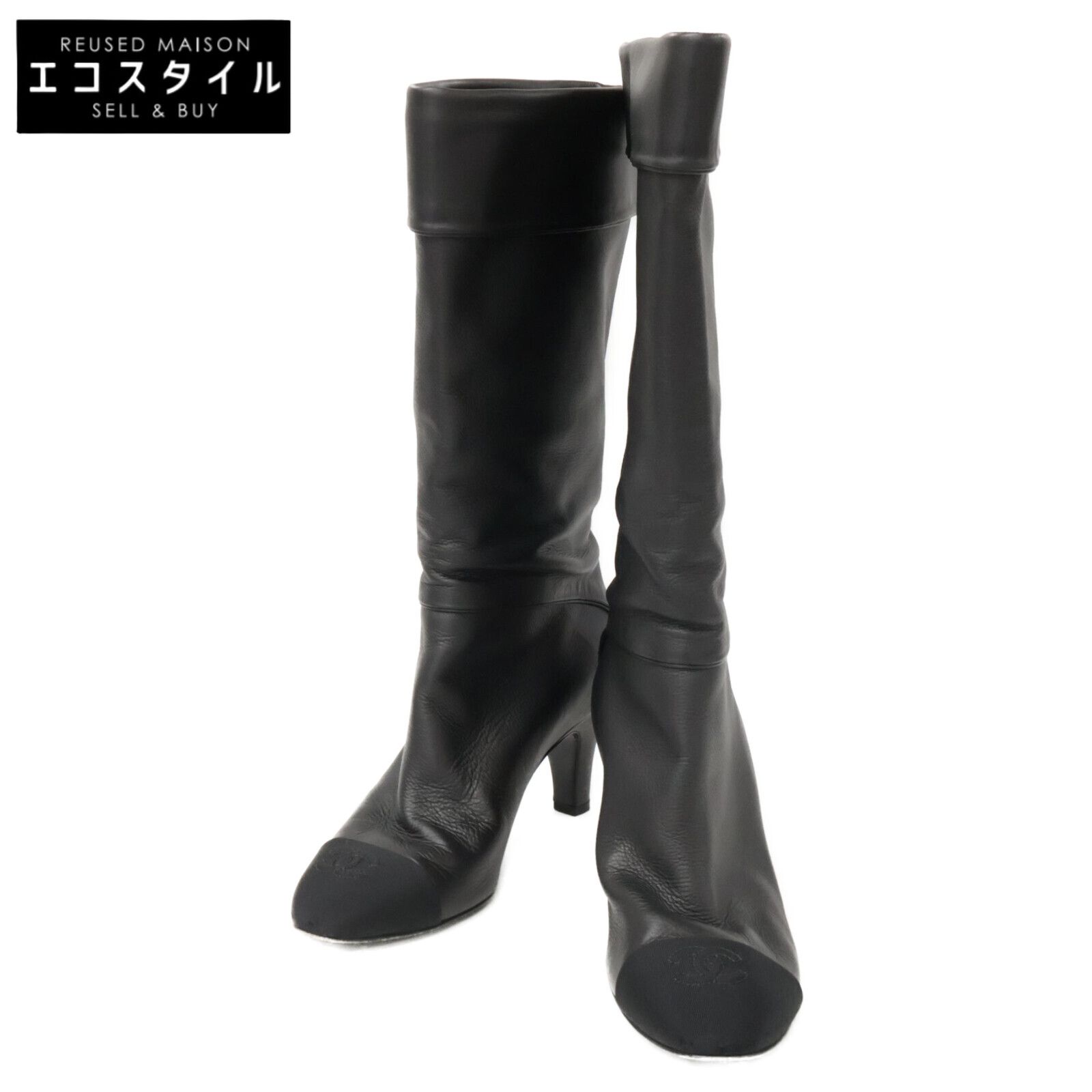 CHANEL シャネル 【美品】G36438 ココマーク レザー ヒール ロング  