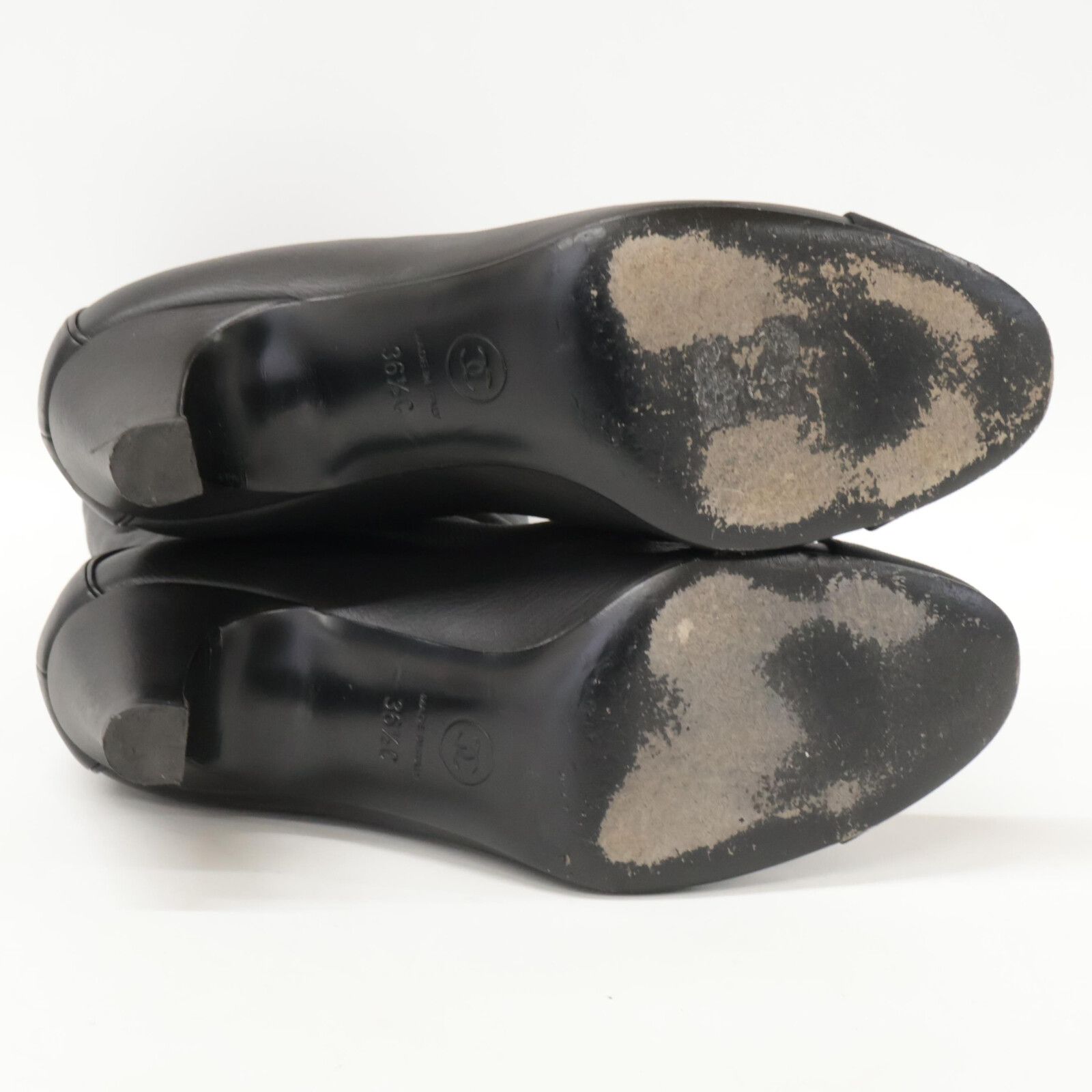 CHANEL シャネル 【美品】G36438 ココマーク レザー ヒール ロング  