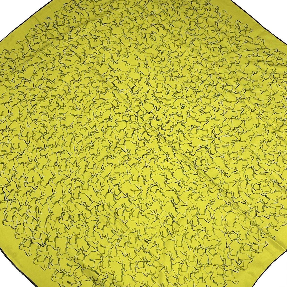 HERMES エルメス スカーフ カレ90 ライトグリーン×グリーン×ダークブラウン 馬