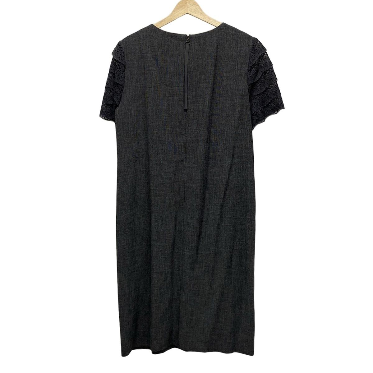 NEMIKA NEMIKA by Leilian ネミカ ワンピース サイズ13 S レディース - ダークグレー レース 半袖 ロング