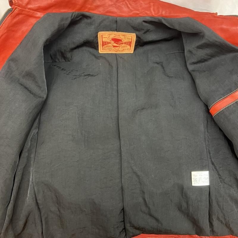 古着 天神ワークス SINGLE COLLAR JACKET JS01 レザー シングル 希少サイズ メンズ 48 ISItems【USED ...