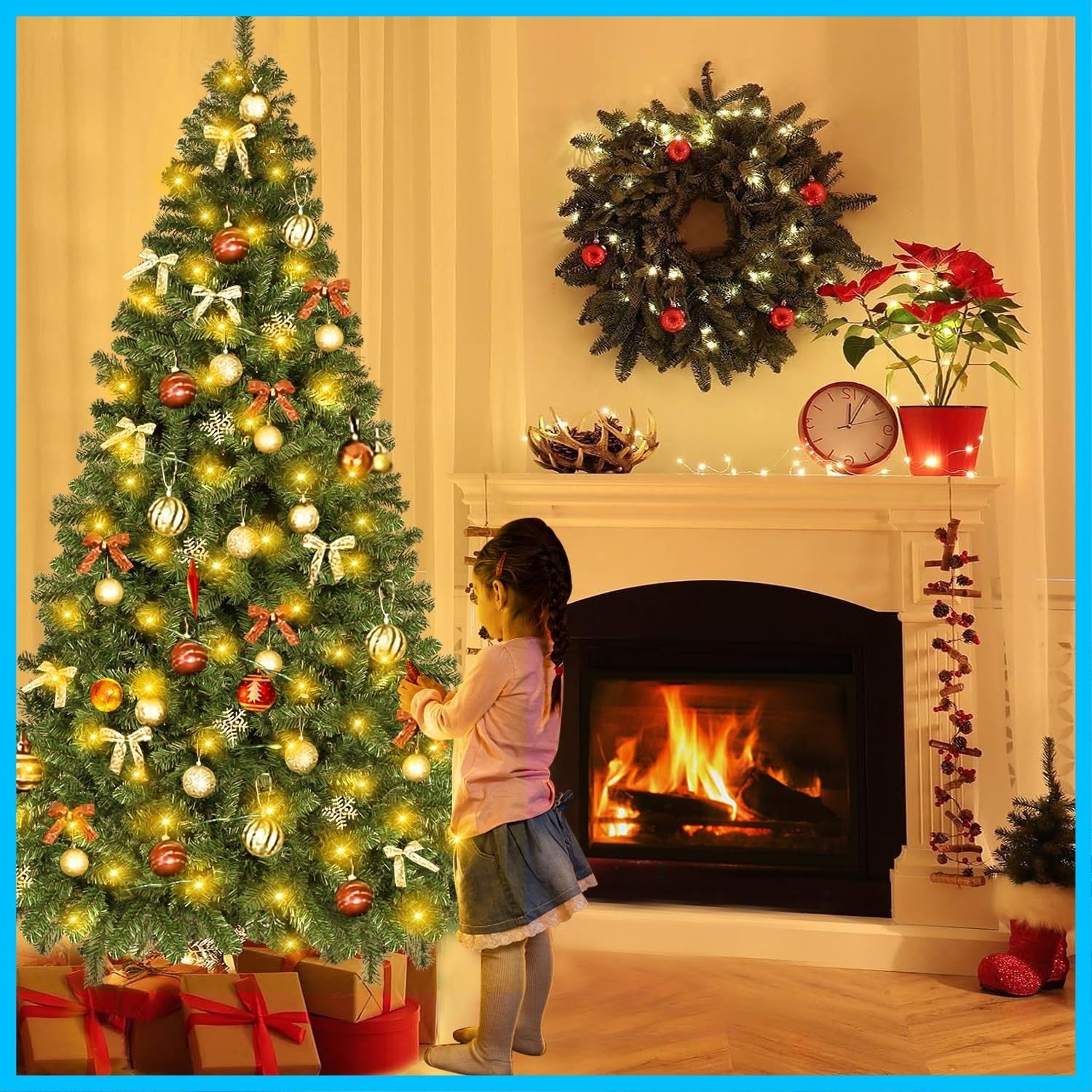 クリスマス 店舗装飾 収納バッグ付き 組立簡単北欧 ライト付き モミの木 プレゼント 950本の枝 高濃密度 おしゃれ クリスマスツリー クリスマスツリー tree christmas 飾り 電飾付き ヌードツリー リアル 210cm QUEEN RAI