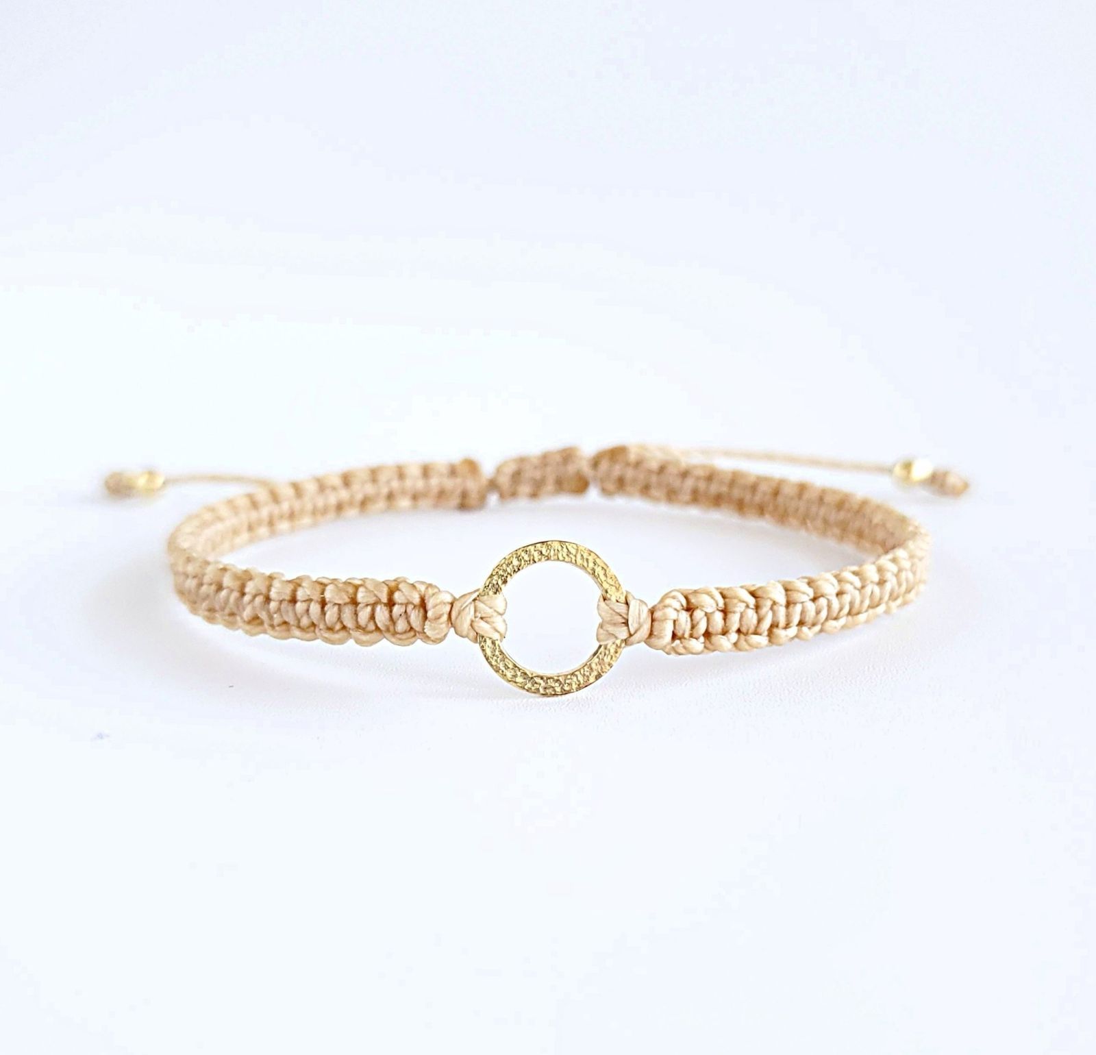 ブレスレット 18金 メンズ レディース ペア つけっぱなし シンプル サークル 金属アレルギー K18 ヒモ 切れにくい ゴールド クリスマス プレゼント ベージュ