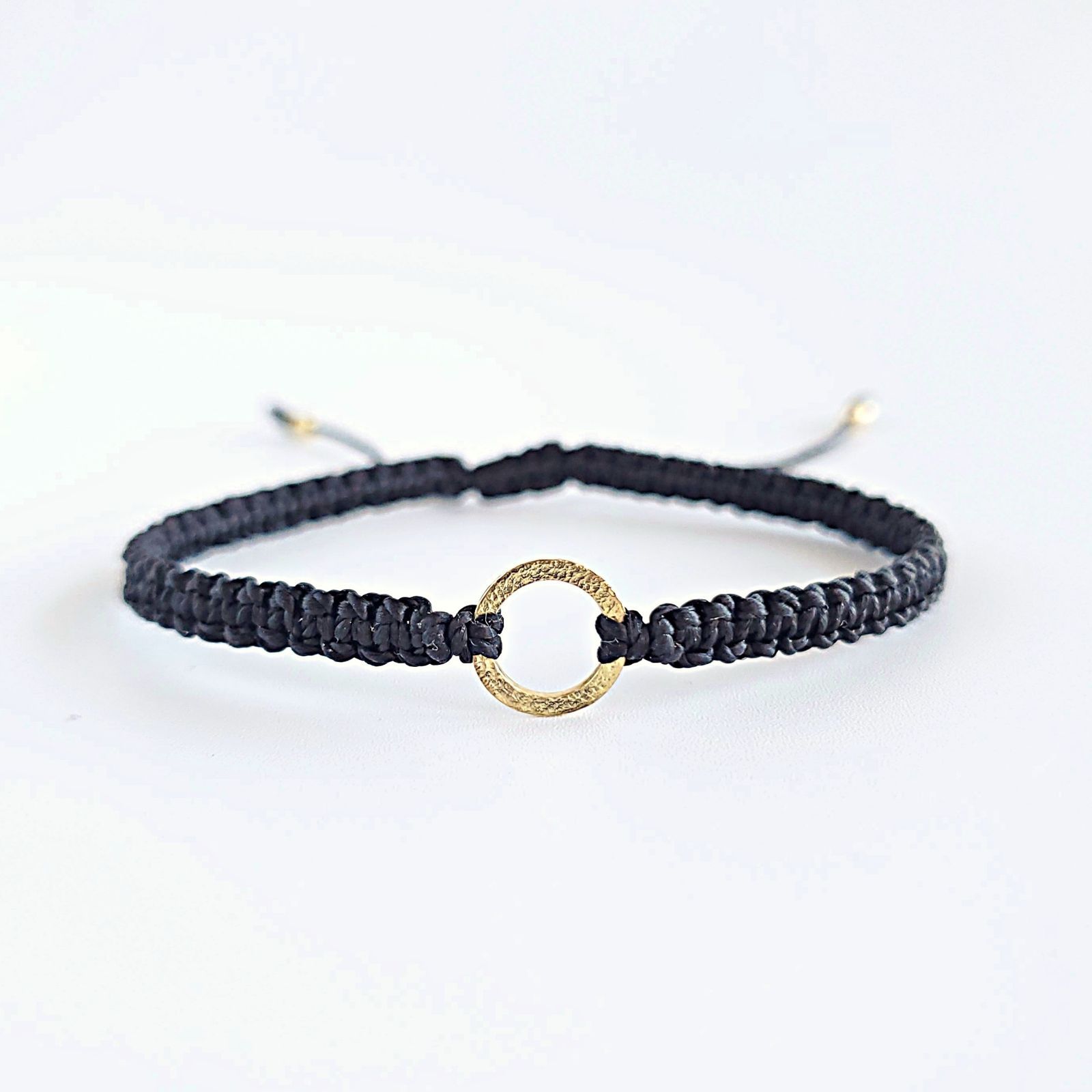 ブレスレット 18金 メンズ レディース ペア つけっぱなし シンプル サークル 金属アレルギー K18 ヒモ 切れにくい ゴールド クリスマス プレゼント 黒