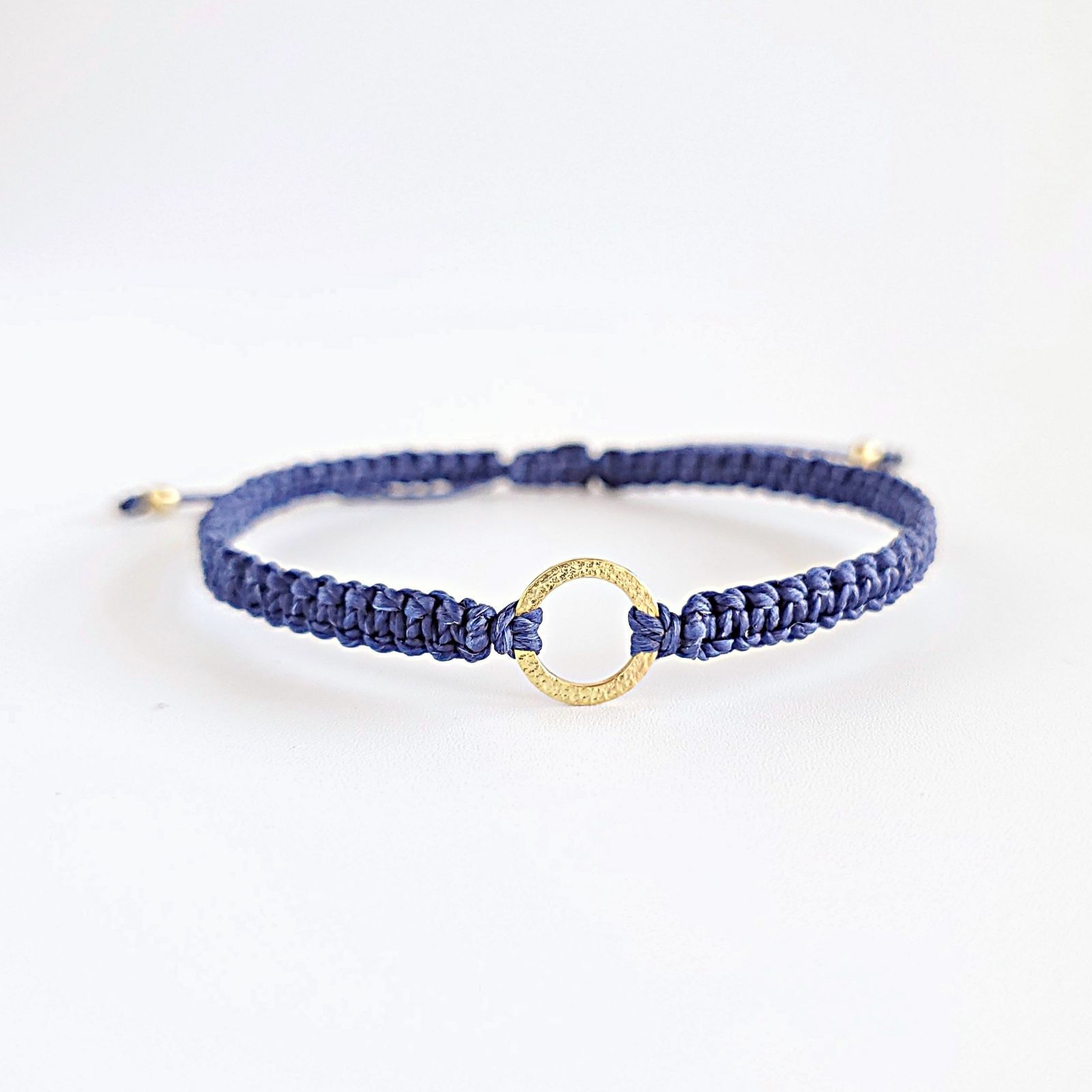 ブレスレット 18金 メンズ レディース ペア つけっぱなし シンプル サークル 金属アレルギー K18 ヒモ 切れにくい ゴールド クリスマス プレゼント ネイビー